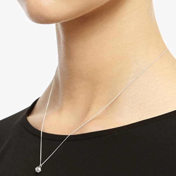 Landou Jewelry Sterling Silver Plain Min Icosahedron Bead Necklace