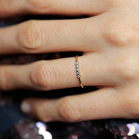 Dainty Collection Sterling Silver 5-CZ Bezel Setting Half Eternity Band Ring