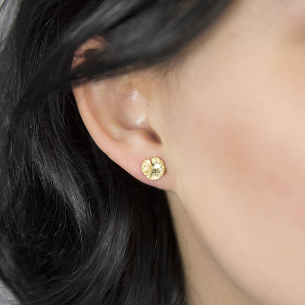 Plain Jewelry Sterling Silver Rose Gold Mini Lily Pad Stud Earrings for Girls