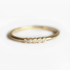 Dainty Collection Sterling Silver 5-CZ Bezel Setting Half Eternity Band Ring