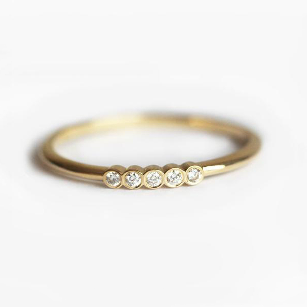 Dainty Collection Sterling Silver 5-CZ Bezel Setting Half Eternity Band Ring