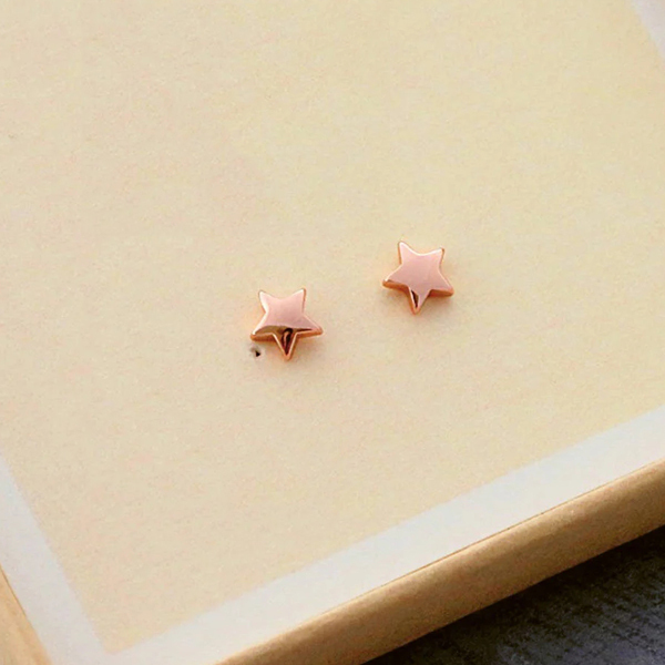 Tiny Design Sterling Silver Mini Star Stud Earrings for Young Girls