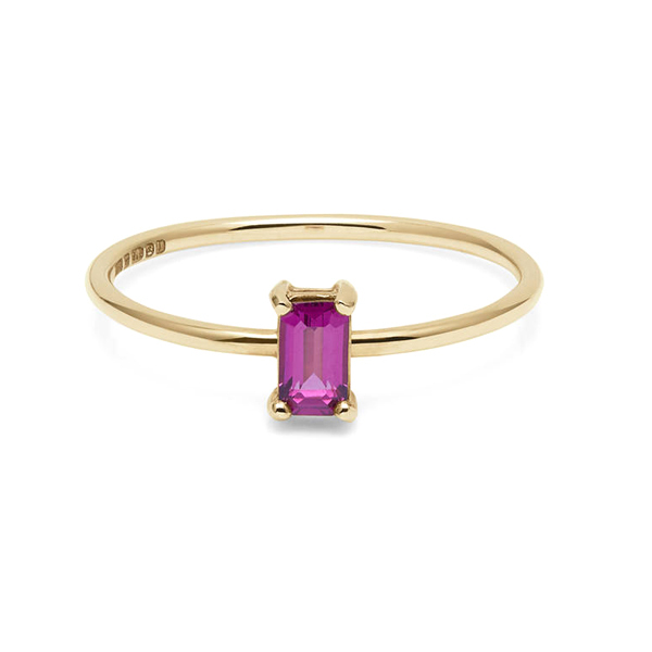 Dainty Collection Sterling Silver 14K Yellow Gold Garnet Rhodolite Solitaire Ring