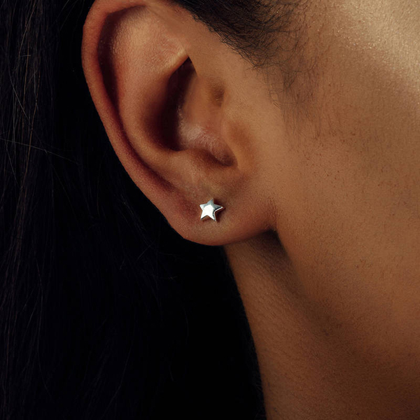 Tiny Design Sterling Silver Mini Star Stud Earrings for Young Girls