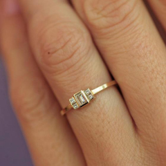 Fancy Jewelry Baguette Cut Cubic Zirconia Simple Ring in 925 Sterling Silver