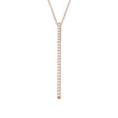 Sterling Silver Rose Gold Plared Long Bar Cubic Zirconia Necklace for Women