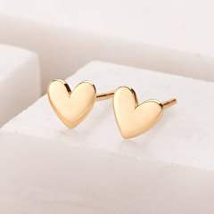 Tiny Design Sterling Silver Mini Heart Stud Earrings for Young Girls