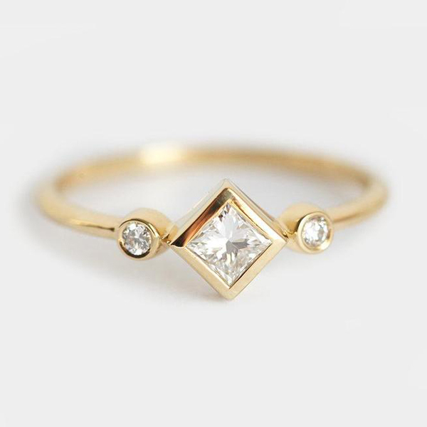 Square Shape Cutting Rose Gold Plated 925 Silver Elegant Engagement Ring