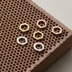 Landou Jewelry Sterling Silver Rose Gold Fine Hexagon Stud Earrings