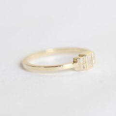 Fancy Jewelry Baguette Cut Cubic Zirconia Simple Ring in 925 Sterling Silver