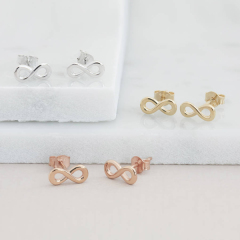 Landou Wholesale Jewelry High Polish Sterling Silver Infinity Stud Earrings