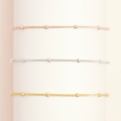Landou Jewelry Sterling Silver Bead Chain Bracelet