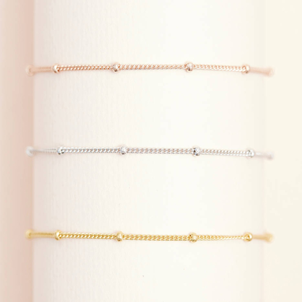 Landou Jewelry Sterling Silver Bead Chain Bracelet