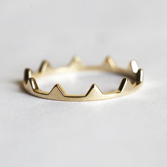 Women Jewelry Exquisite Design Sterling Silver High Polish Crown Ring for Gift