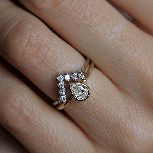 Rose Gold Plated Sterling Silver CZ Teardrop Solitaire Engagement Ring