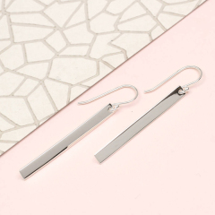 Fashion Jewelry Sterling Silver Long Bar Silver Earrings for Women Dangle
