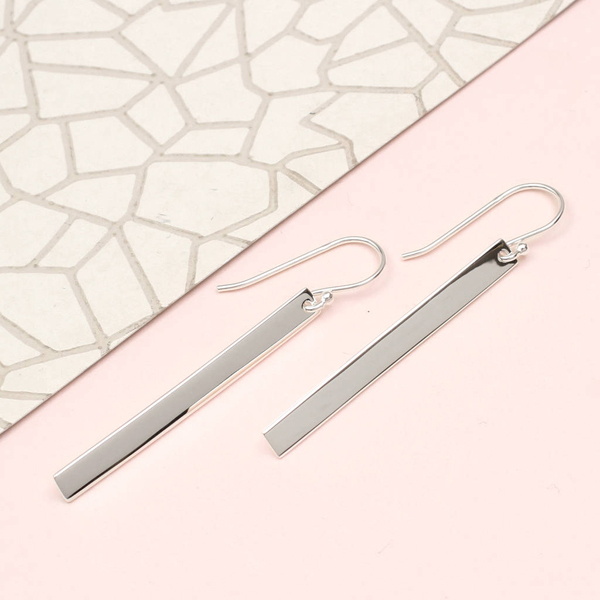 Fashion Jewelry Sterling Silver Long Bar Silver Earrings for Women Dangle