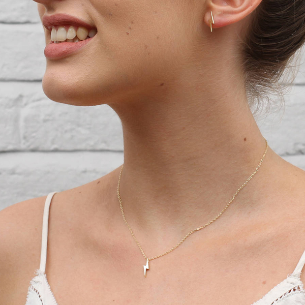 Plain Jewelry Sterling Silver 18K Gold Plated Lighting Stud Earrings