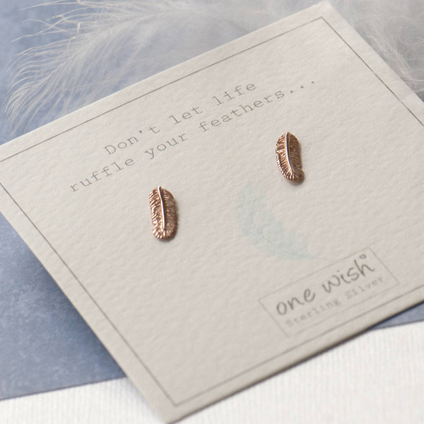 Ladies Jewelry Sterling Silver High Polish Feather Stud Earrings Korea