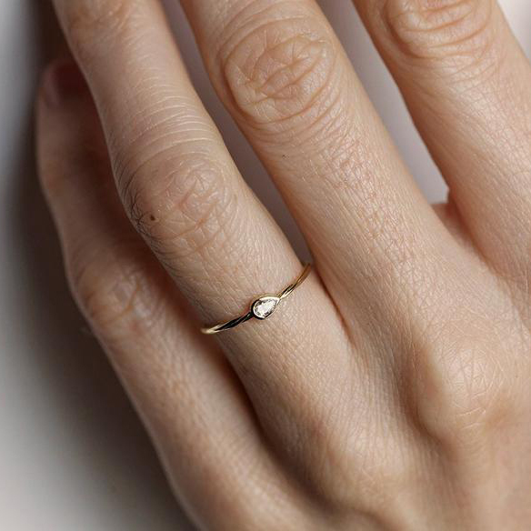 Landou Jewelry Sterling Silver Yellow Gold Cubic Zirconia Twisted Ring