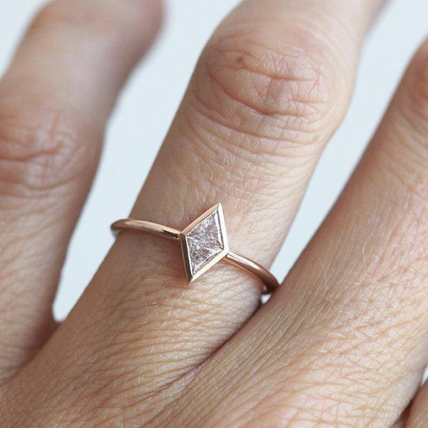 Sterling Silver Cubic Zirconia Rose Gold Plated Dainty Wedding Ring