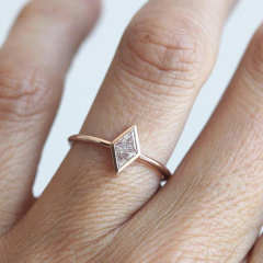 Sterling Silver Cubic Zirconia Rose Gold Plated Dainty Wedding Ring