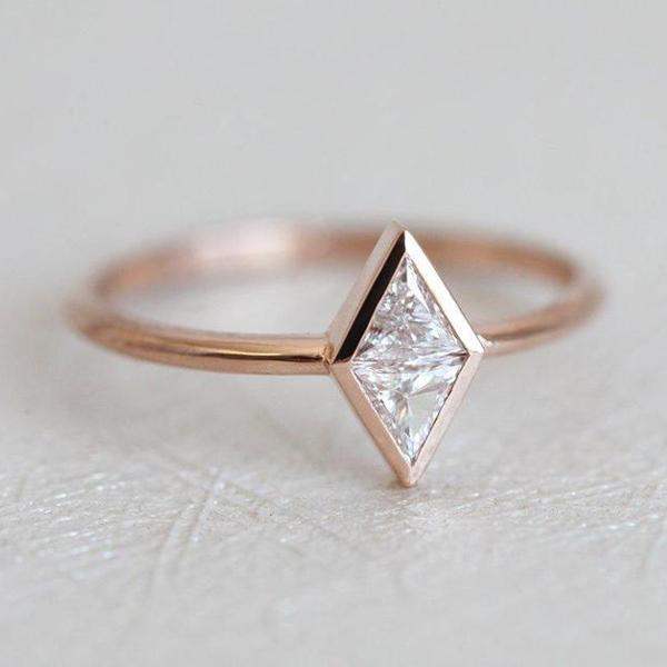 Sterling Silver Cubic Zirconia Rose Gold Plated Dainty Wedding Ring