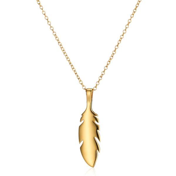 Sterling Silver High Polish Leaf Pendant Necklace for Women and Girls