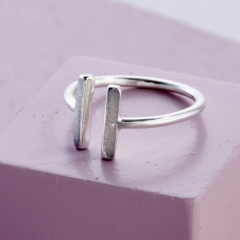 Landou Jewelry Sterling Silver Open Double Bar Stacking Ring Adjustable Size