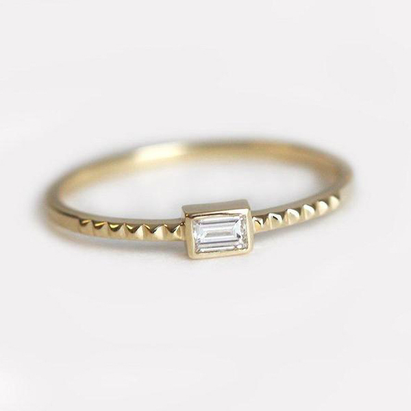 925 Sterling Silver 14K Gold Over Delicate Engagement Band Ring