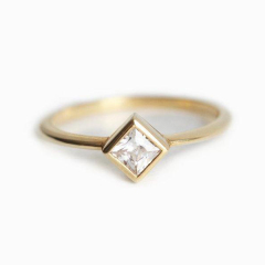 Simple Design Sterling Silver Cubic Zirconia Ring,Solitaire Finger Ring