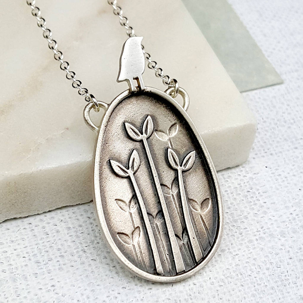 Landou Tradition Jewish Jewelry Thai silver Finished Bird and Leaves Desinger Necklace