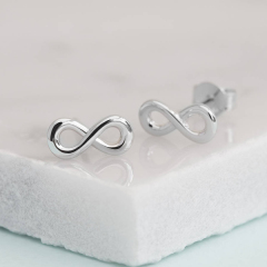 Landou Wholesale Jewelry High Polish Sterling Silver Infinity Stud Earrings