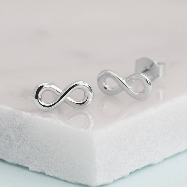 Landou Wholesale Jewelry High Polish Sterling Silver Infinity Stud Earrings