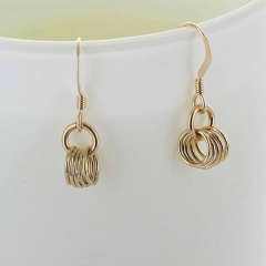 Latest Women Jewelry Silver 18K Gold Plated Five Rings Dangle Earrings