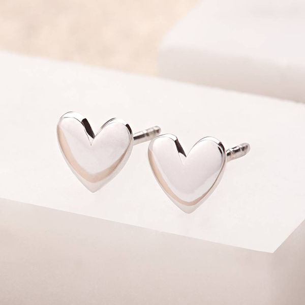 Tiny Design Sterling Silver Mini Heart Stud Earrings for Young Girls