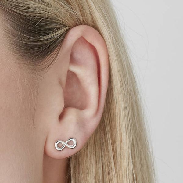 Landou Wholesale Jewelry High Polish Sterling Silver Infinity Stud Earrings