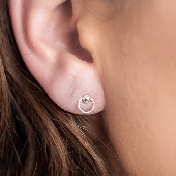 Latest Fashion Sterling Silver Bead Small Circle Hoop Earrings for Girls
