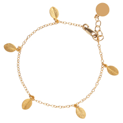 Friendship Sterling Silver 13 Leaves in the Forest Multi Charms Bracelet