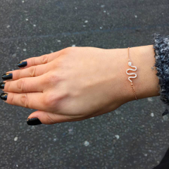 Landou Jewelry Sterling Silver Prong Setting Cubic Zirconia Snake Bracelet for Women