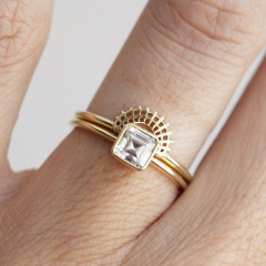 Sterling Silver Asscher-cut Cubic Zirconia Solitaire Fancy Ring For Her