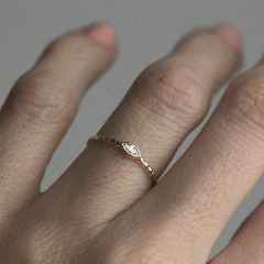 Simple Sterling Silver Marquise Ring, Sideways Cubic Zirconia Dainty Ring