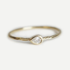 Landou Jewelry Sterling Silver Yellow Gold Cubic Zirconia Twisted Ring