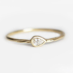 Landou Jewelry Sterling Silver Yellow Gold Cubic Zirconia Twisted Ring