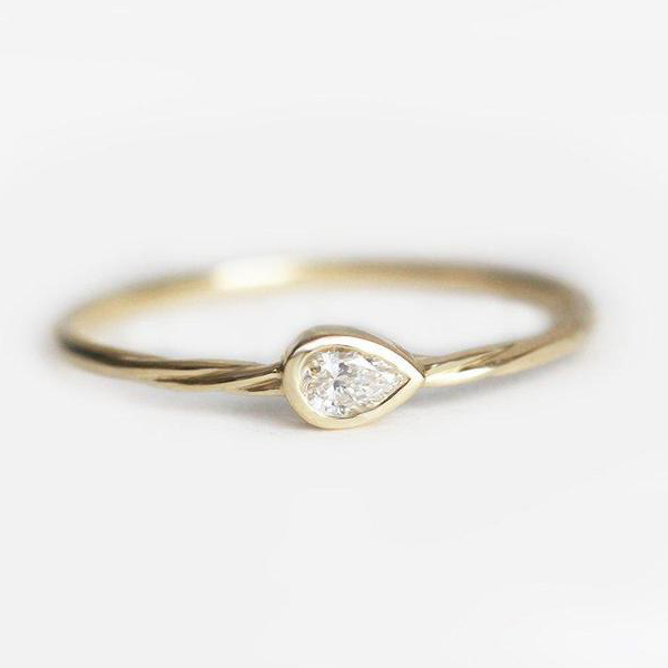 Landou Jewelry Sterling Silver Yellow Gold Cubic Zirconia Twisted Ring
