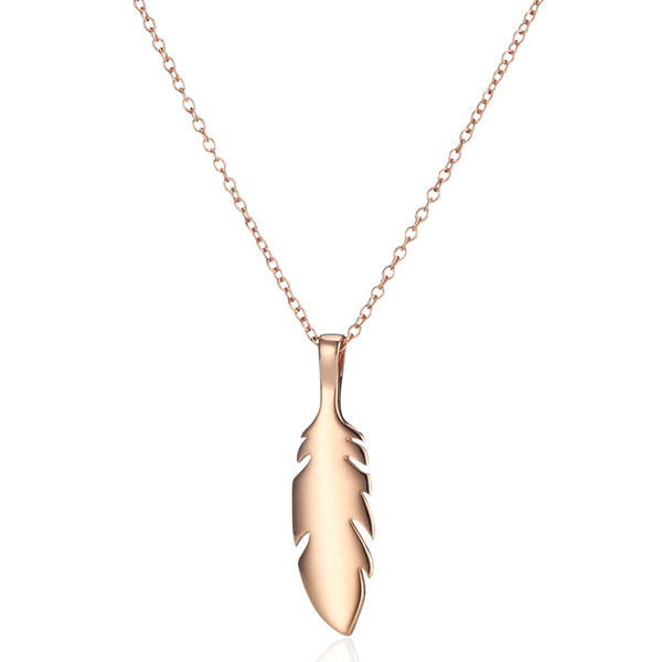 Sterling Silver High Polish Leaf Pendant Necklace for Women and Girls