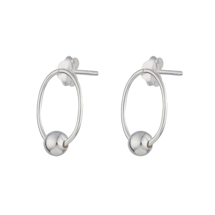 18K Yellow Gold Finished Oval Circle Sliding Dot Earrings for Round Face