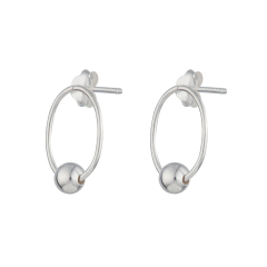18K Yellow Gold Finished Oval Circle Sliding Dot Earrings for Round Face
