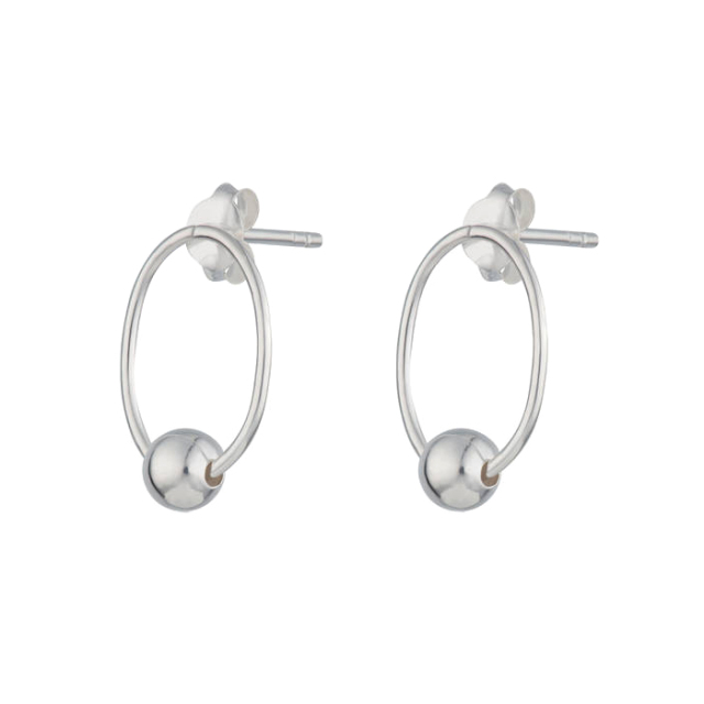 18K Yellow Gold Finished Oval Circle Sliding Dot Earrings for Round Face