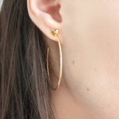 Customized Jewelry 18K Gold Plated Small Heart Big Wire Hoop Earrings